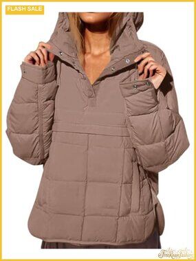Women's Oversized Quilted Puffer Jacket Pullover Hooded Warm Coat